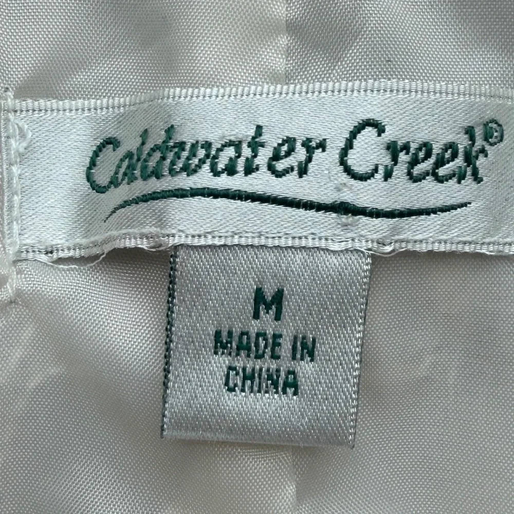 Coldwater Creek Eyelet Blazer Womens Size M Cream Linen Cotton Floral Jacket